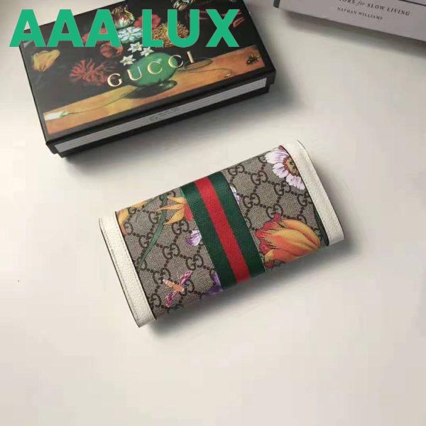 Replica Gucci GG Women Ophidia GG Flora Continental Wallet in Beige/Ebony GG Supreme Canvas 4