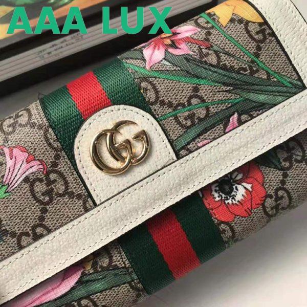 Replica Gucci GG Women Ophidia GG Flora Continental Wallet in Beige/Ebony GG Supreme Canvas 7