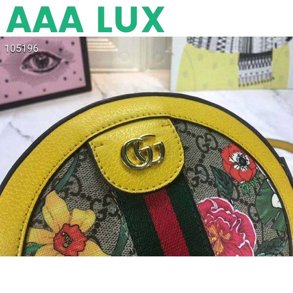 Replica Gucci GG Women Ophidia GG Flora Mini Round Shoulder Bag in Beige/Ebony GG Supreme Canvas 9