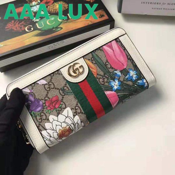 Replica Gucci GG Women Ophidia GG Flora Zip Around Wallet in Beige/Ebony GG Supreme Canvas 6