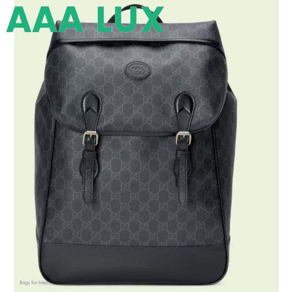 Replica Gucci Unisex Medium Backpack Interlocking G Black GG Supreme Canvas