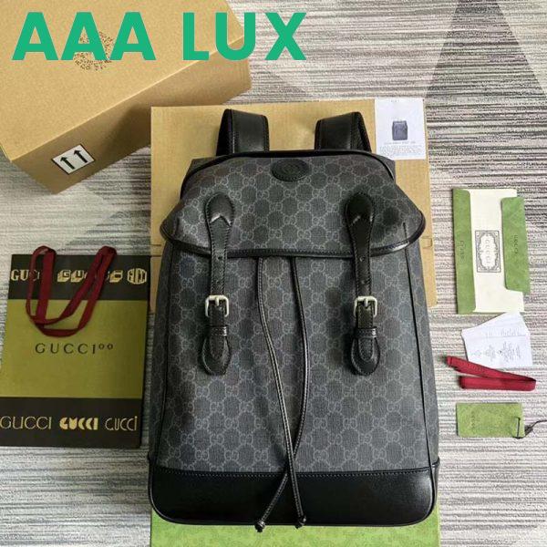 Replica Gucci Unisex Medium Backpack Interlocking G Black GG Supreme Canvas 3