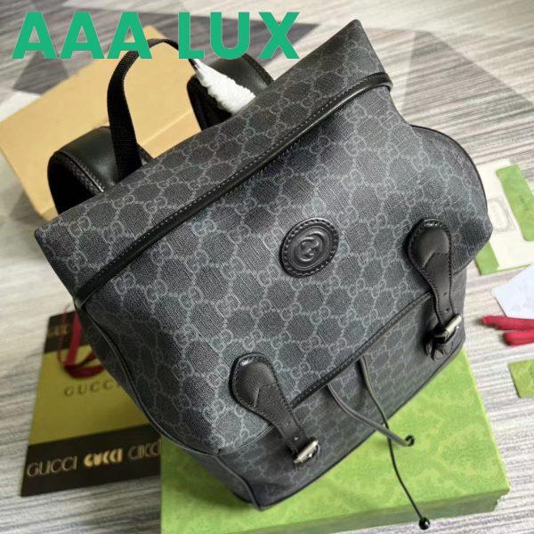 Replica Gucci Unisex Medium Backpack Interlocking G Black GG Supreme Canvas 4