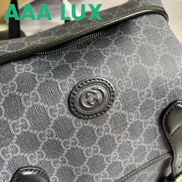 Replica Gucci Unisex Medium Backpack Interlocking G Black GG Supreme Canvas 9