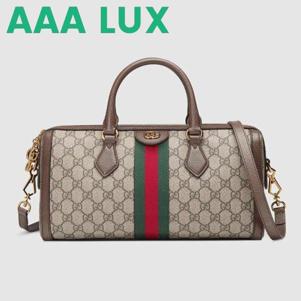 Replica Gucci GG Women Ophidia GG Medium Top Handle Bag in Beige GG Supreme Canvas