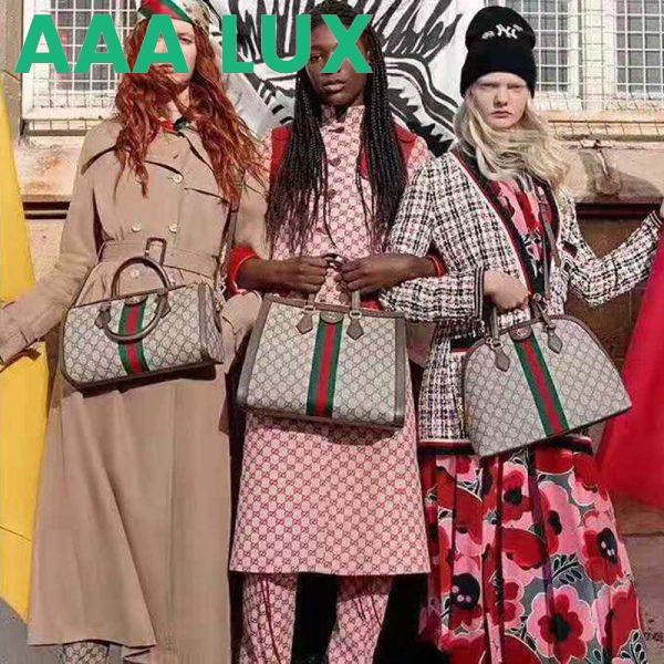 Replica Gucci GG Women Ophidia GG Medium Top Handle in Beige/Ebony GG Supreme Canvas 9