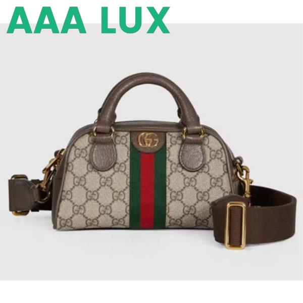 Replica Gucci GG Women Ophidia Mini GG Top Handle Bag Beige Ebony Supreme