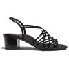 Replica Chanel Women Sandals Iridescent Calfskin Black 5 cm Heel