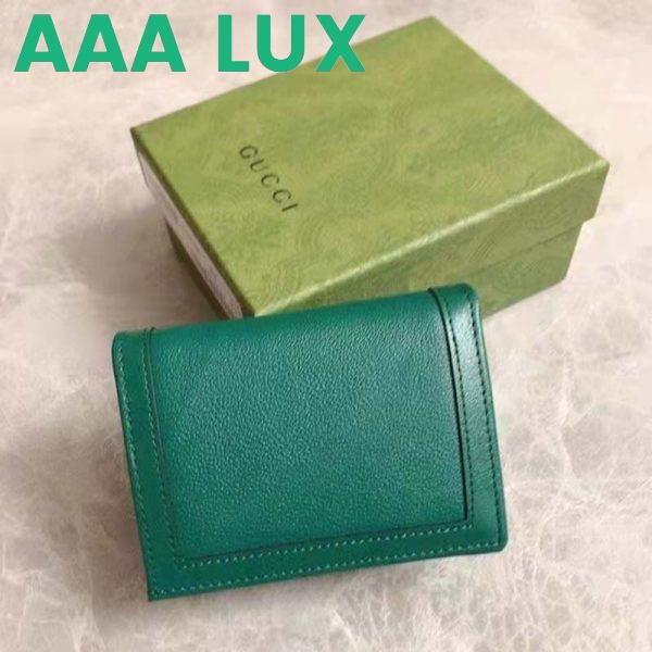 Replica Gucci Women Gucci Diana Card Case Wallet Double GG Green Leather 5