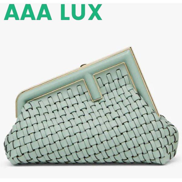 Replica Fendi Women FF First Small Bag Mint Green Leather Interlace Bag