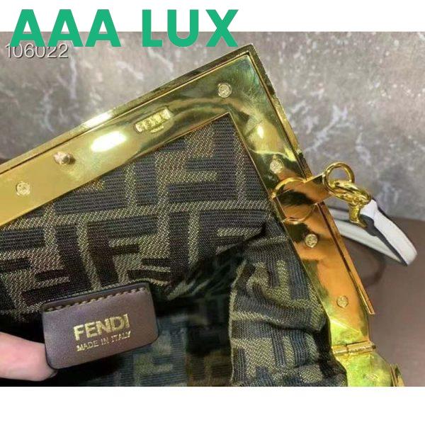 Replica Fendi Women FF First Small Bag Mint Green Leather Interlace Bag 10