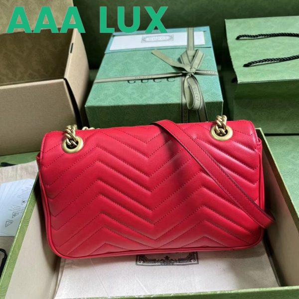 Replica Gucci Women GG Marmont Small Shoulder Bag Red Matelassé Chevron Leather Double G 4