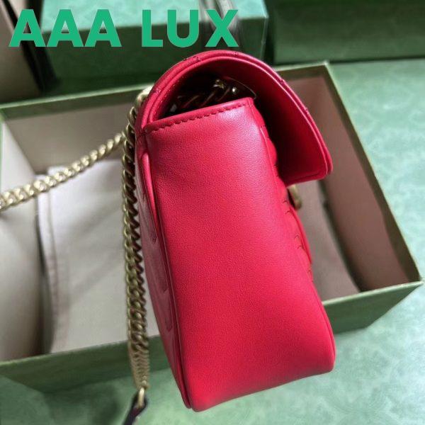 Replica Gucci Women GG Marmont Small Shoulder Bag Red Matelassé Chevron Leather Double G 6