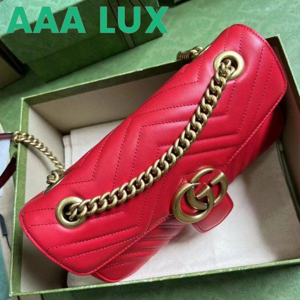 Replica Gucci Women GG Marmont Small Shoulder Bag Red Matelassé Chevron Leather Double G 7