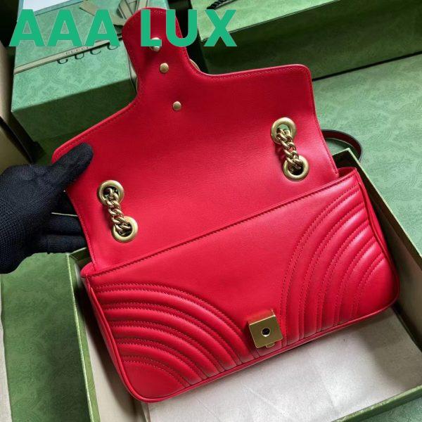 Replica Gucci Women GG Marmont Small Shoulder Bag Red Matelassé Chevron Leather Double G 8