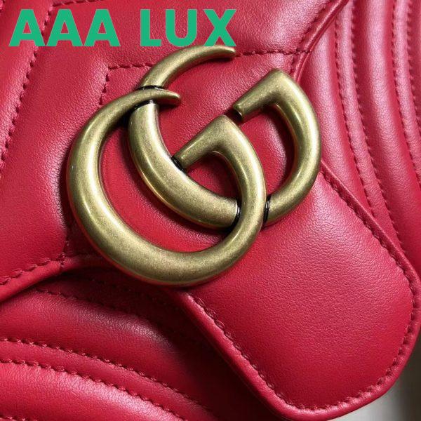 Replica Gucci Women GG Marmont Small Shoulder Bag Red Matelassé Chevron Leather Double G 11