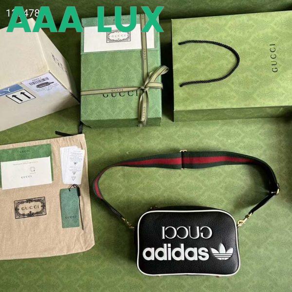 Replica Gucci Unisex Adidas x Gucci Small Shoulder Bag Black Leather Interlocking G 5