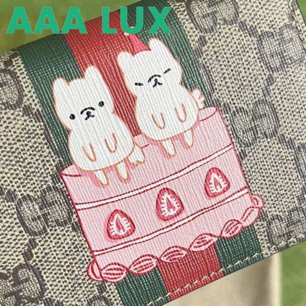 Replica Gucci Unisex Animals Print Card Case Wallet Beige Ebony GG Supreme Canvas 4