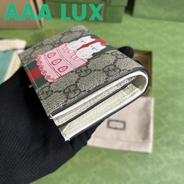 Replica Gucci Unisex Animals Print Card Case Wallet Beige Ebony GG Supreme Canvas 5