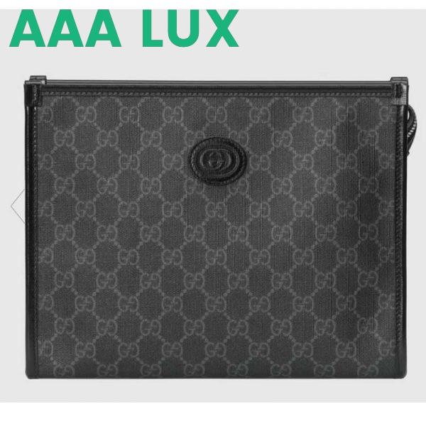 Replica Gucci Unisex Beauty Case Interlocking G Black GG Supreme Canvas