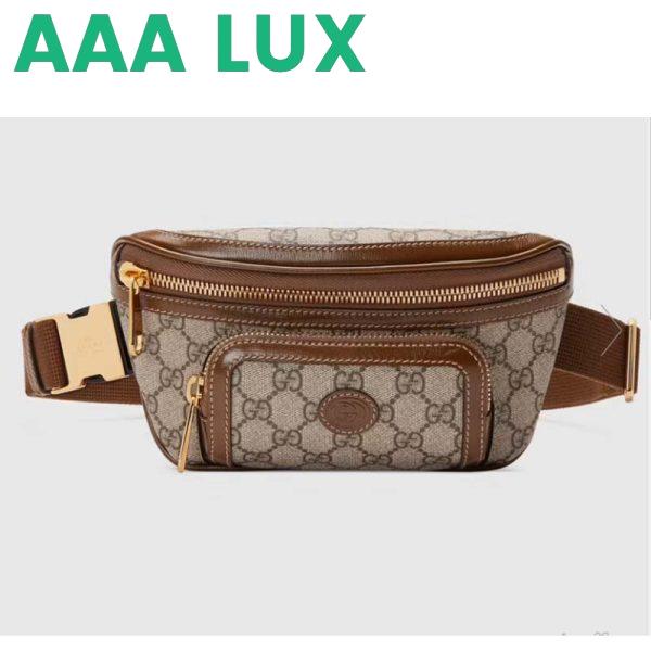 Replica Gucci Unisex Belt bag Interlocking G Beige Ebony GG Supreme Canvas