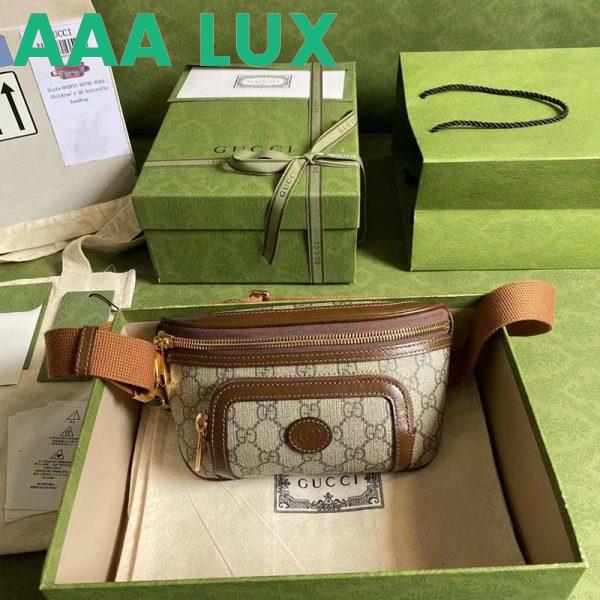 Replica Gucci Unisex Belt bag Interlocking G Beige Ebony GG Supreme Canvas 3