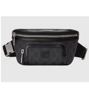 Replica Gucci Unisex Belt bag Interlocking G Black GG Supreme Canvas 2