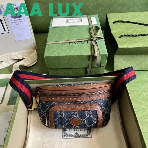 Replica Gucci Unisex Belt bag Interlocking G Blue Ivory GG Denim Jacquard 3