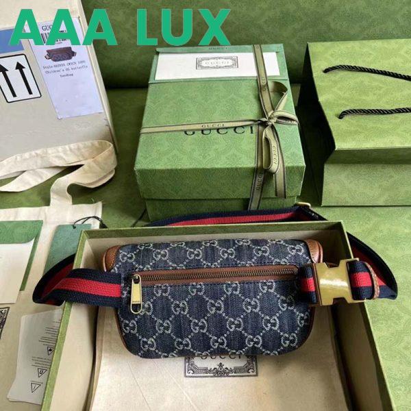 Replica Gucci Unisex Belt bag Interlocking G Blue Ivory GG Denim Jacquard 4