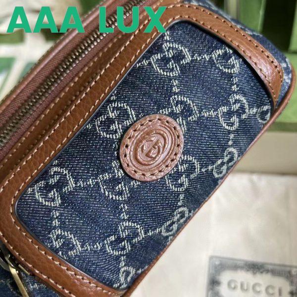 Replica Gucci Unisex Belt bag Interlocking G Blue Ivory GG Denim Jacquard 5