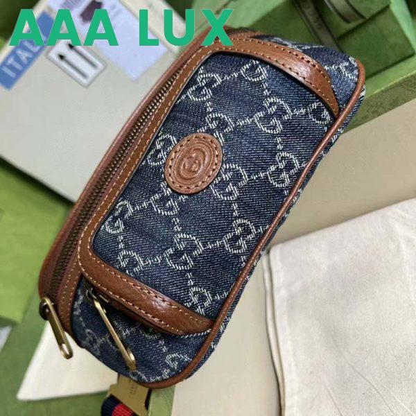 Replica Gucci Unisex Belt bag Interlocking G Blue Ivory GG Denim Jacquard 6