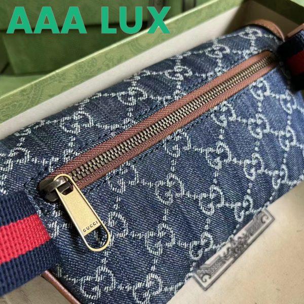 Replica Gucci Unisex Belt bag Interlocking G Blue Ivory GG Denim Jacquard 7
