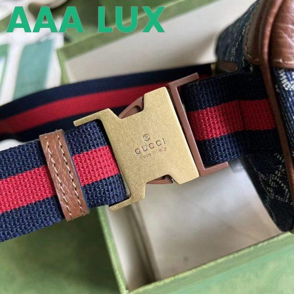 Replica Gucci Unisex Belt bag Interlocking G Blue Ivory GG Denim Jacquard 11