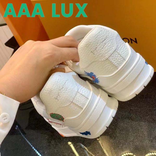 Replica Louis Vuitton Unisex LV x YK LV Trainer Sneaker White Printed Grained Calf Leather Monogram Flowers 9