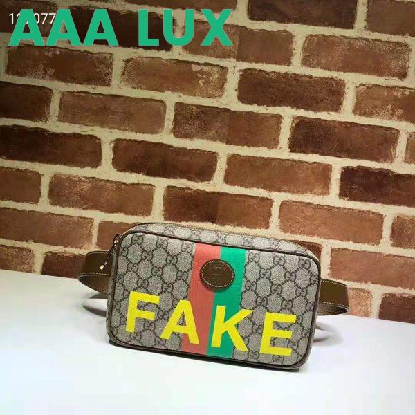 Replica Gucci Unisex ‘Fake/Not’ Print Belt Bag Beige and Ebony GG Supreme Canvas 3