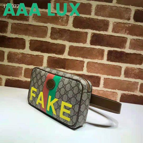 Replica Gucci Unisex ‘Fake/Not’ Print Belt Bag Beige and Ebony GG Supreme Canvas 5