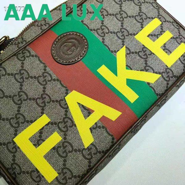 Replica Gucci Unisex ‘Fake/Not’ Print Belt Bag Beige and Ebony GG Supreme Canvas 7