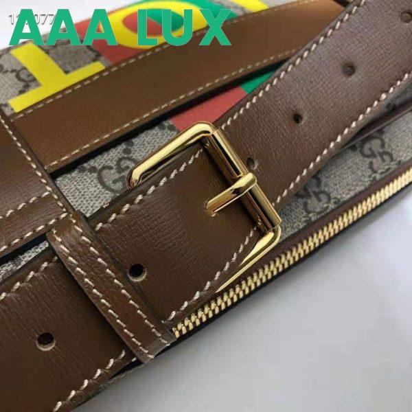 Replica Gucci Unisex ‘Fake/Not’ Print Belt Bag Beige and Ebony GG Supreme Canvas 9