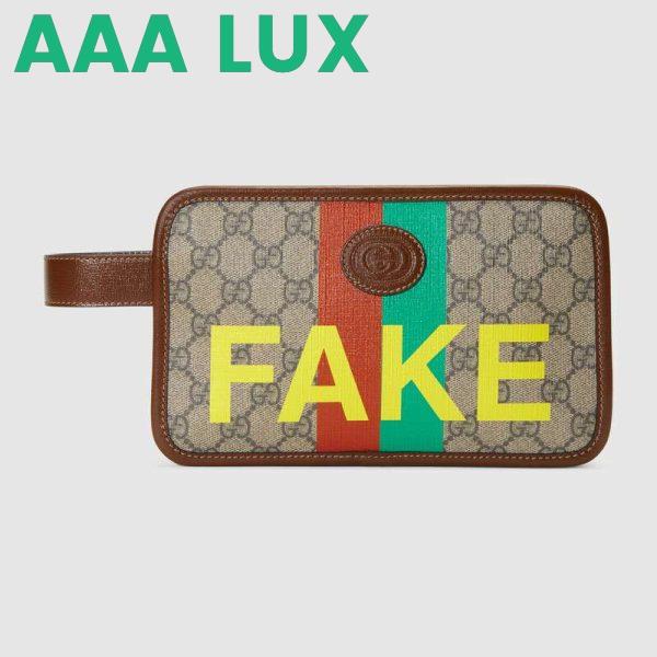 Replica Gucci Unisex ‘Fake/Not’ Print Cosmetic Case GG Supreme Canvas