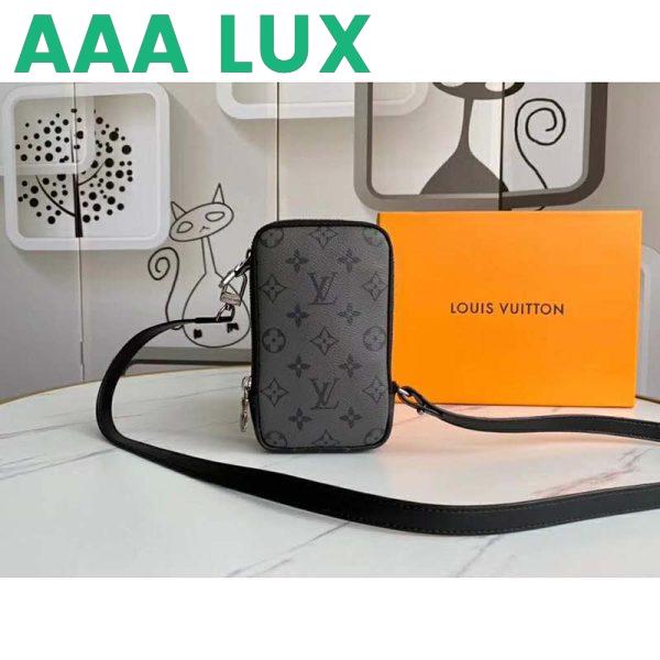 Replica Louis Vuitton LV Unisex Double Phone Pouch Monogram Eclipse Canvas 3