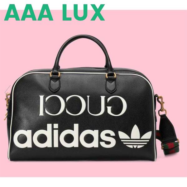 Replica Gucci Unisex Adidas x Gucci Large Duffle Bag Black Leather Interlocking G
