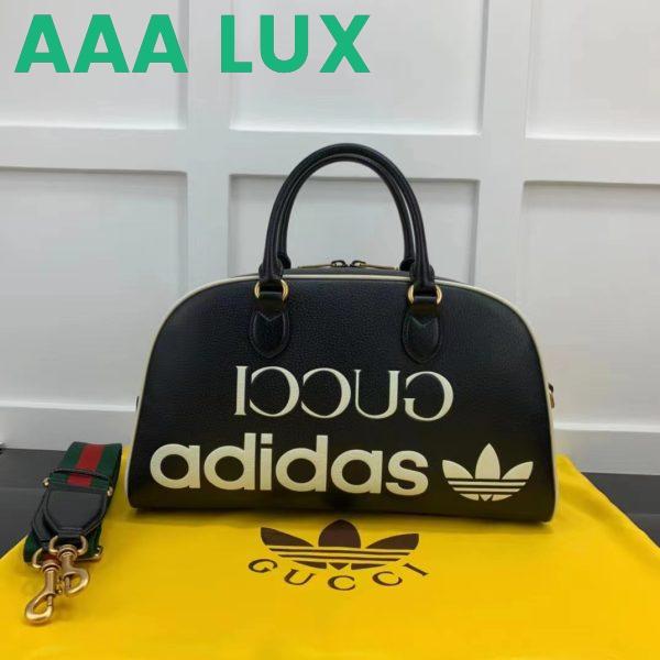 Replica Gucci Unisex Adidas x Gucci Large Duffle Bag Black Leather Interlocking G 3