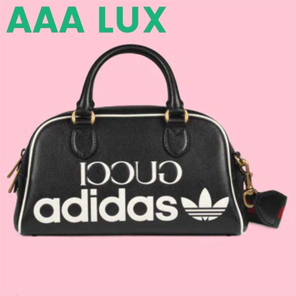 Replica Gucci Unisex Adidas x Gucci Mini Duffle Bag Black Leather Interlocking G 2