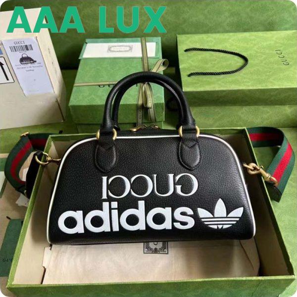 Replica Gucci Unisex Adidas x Gucci Mini Duffle Bag Black Leather Interlocking G 3