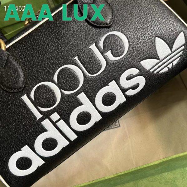 Replica Gucci Unisex Adidas x Gucci Mini Duffle Bag Black Leather Interlocking G 8