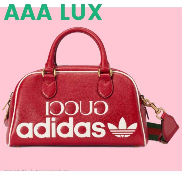 Replica Gucci Unisex Adidas x Gucci Mini Duffle Bag Red Leather Interlocking G 2