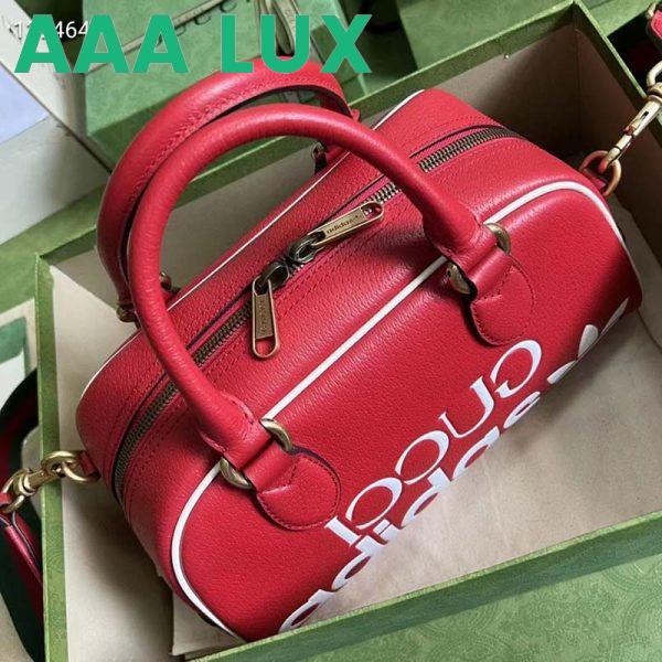 Replica Gucci Unisex Adidas x Gucci Mini Duffle Bag Red Leather Interlocking G 5
