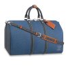 Replica Louis Vuitton LV Unisex Keepall Bandoulière 50 Travel Bag Denim Blue Cowhide Leather