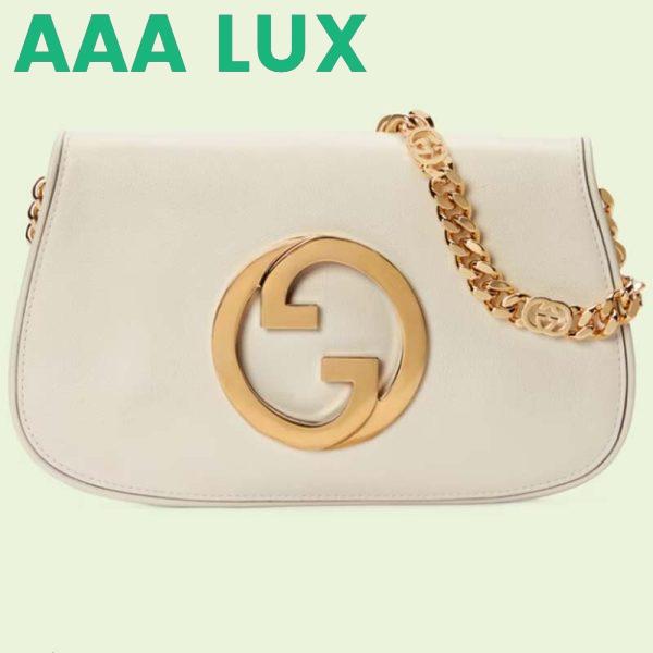 Replica Gucci Women GG Blondie Shoulder Bag White Leather Round Interlocking G 2