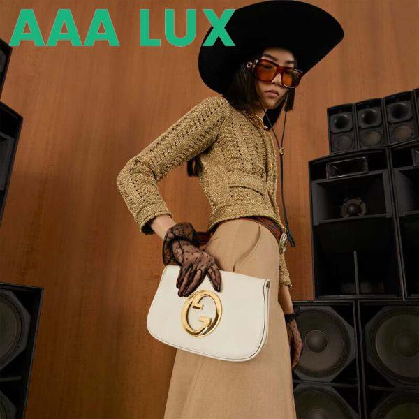 Replica Gucci Women GG Blondie Shoulder Bag White Leather Round Interlocking G 13